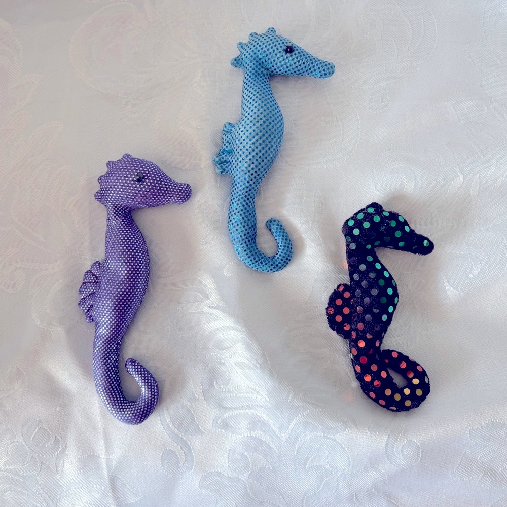 Set of Three Colorful Seahorse Plush Set